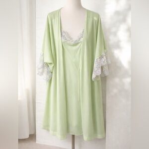 NWT Vtg Josie Natori Deadstock Lace Robe w slip Cottage Fairycore coquette S